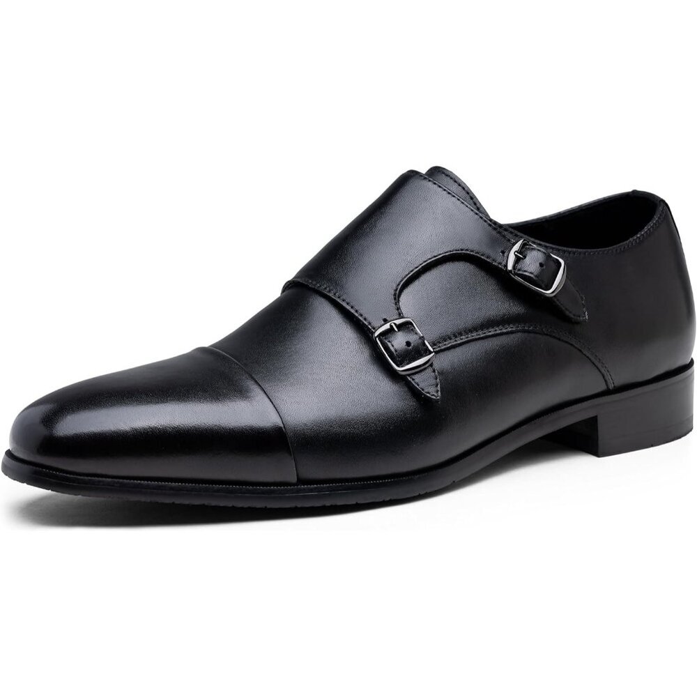 〽️Men's Leather black Jousen Dress Monk Strap Loafers Formal Business Wear Shoes